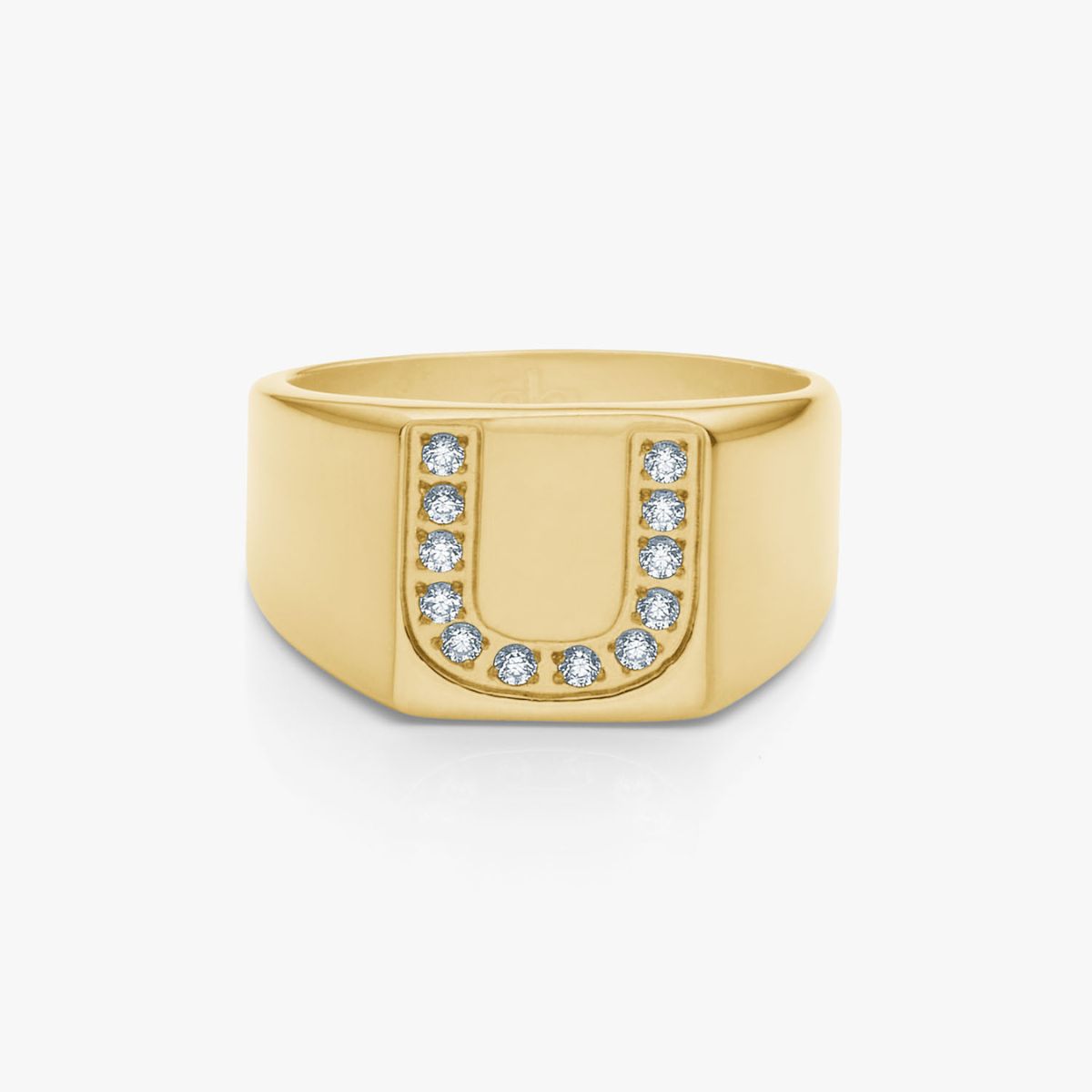 Krystal Bogstav Firkantet Signet Ring 18K Guldbelagt