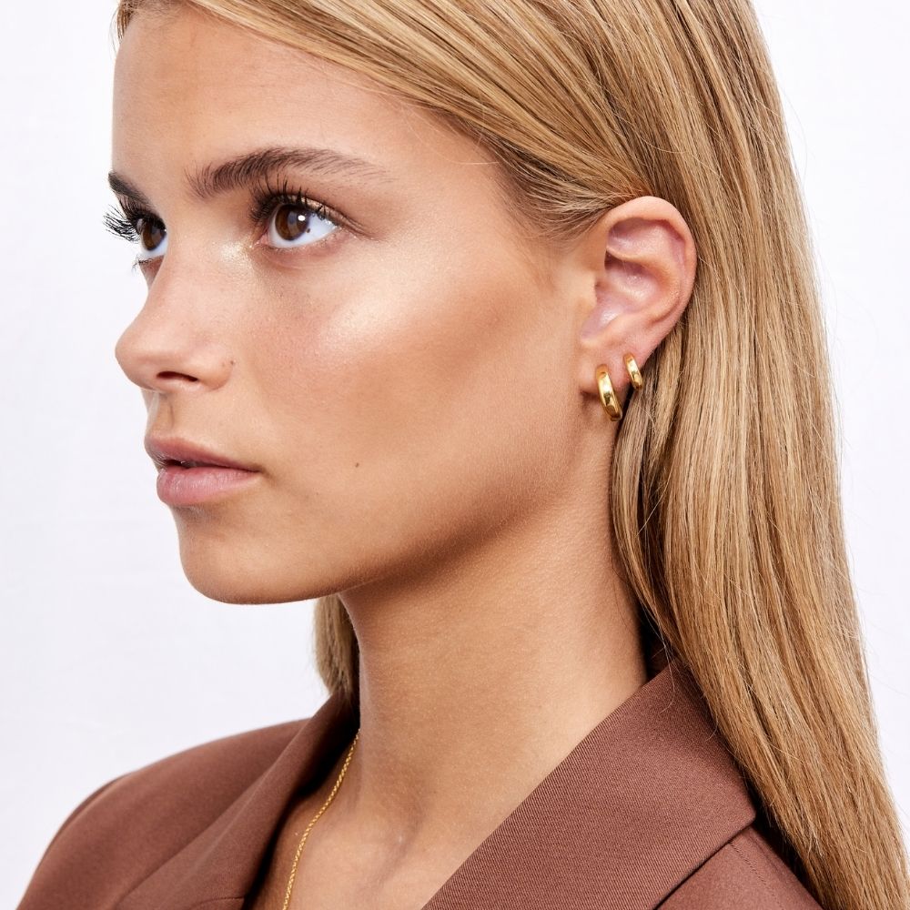 Classic Dome Hoops 18K guldbelagt 10mm
