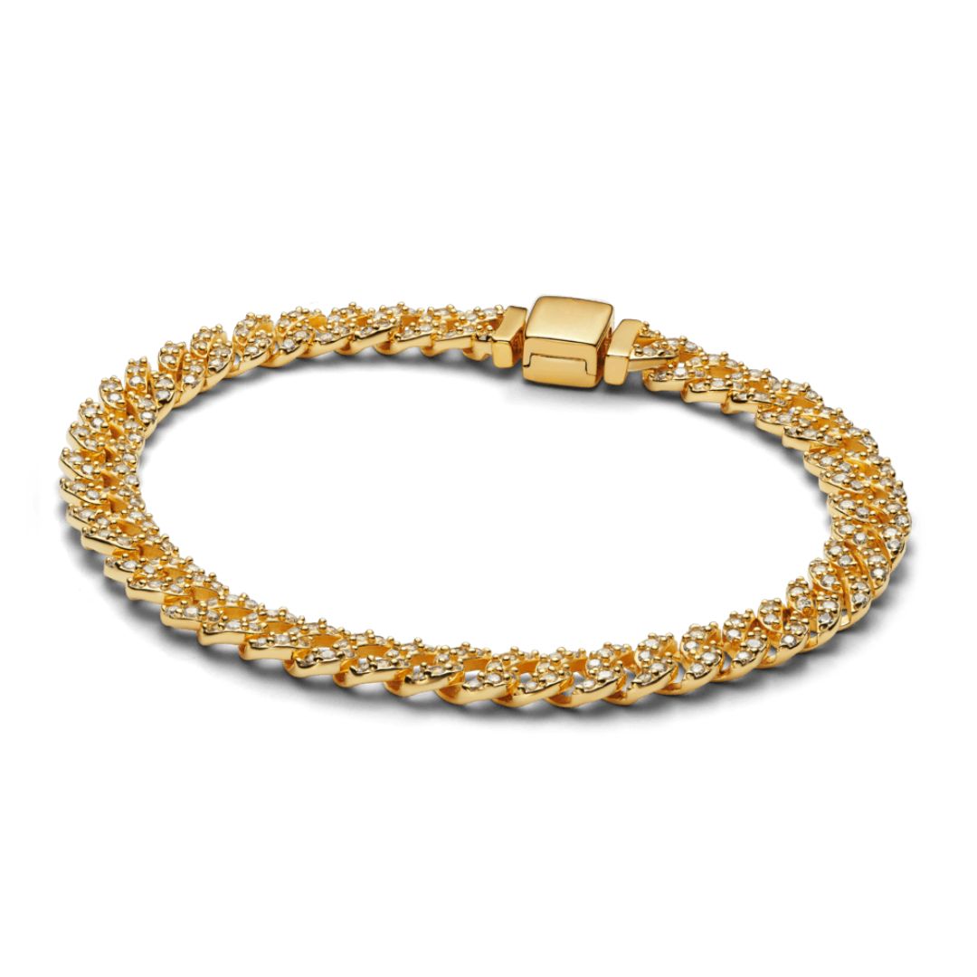 Cuban-armbånd med Moissanite i 18k Guld