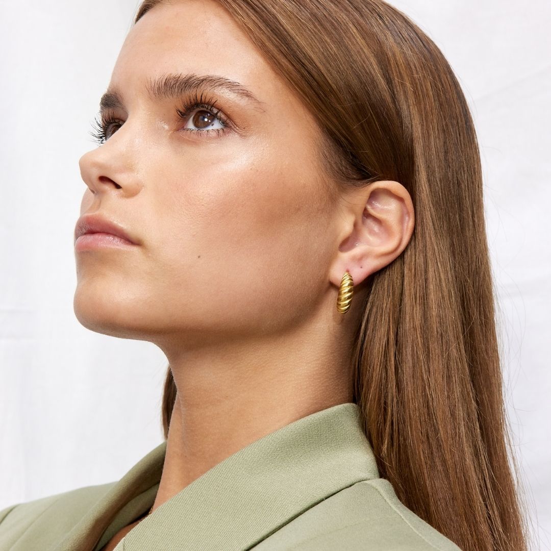 Classic Twist Dome Hoops 18K Guldbelagt