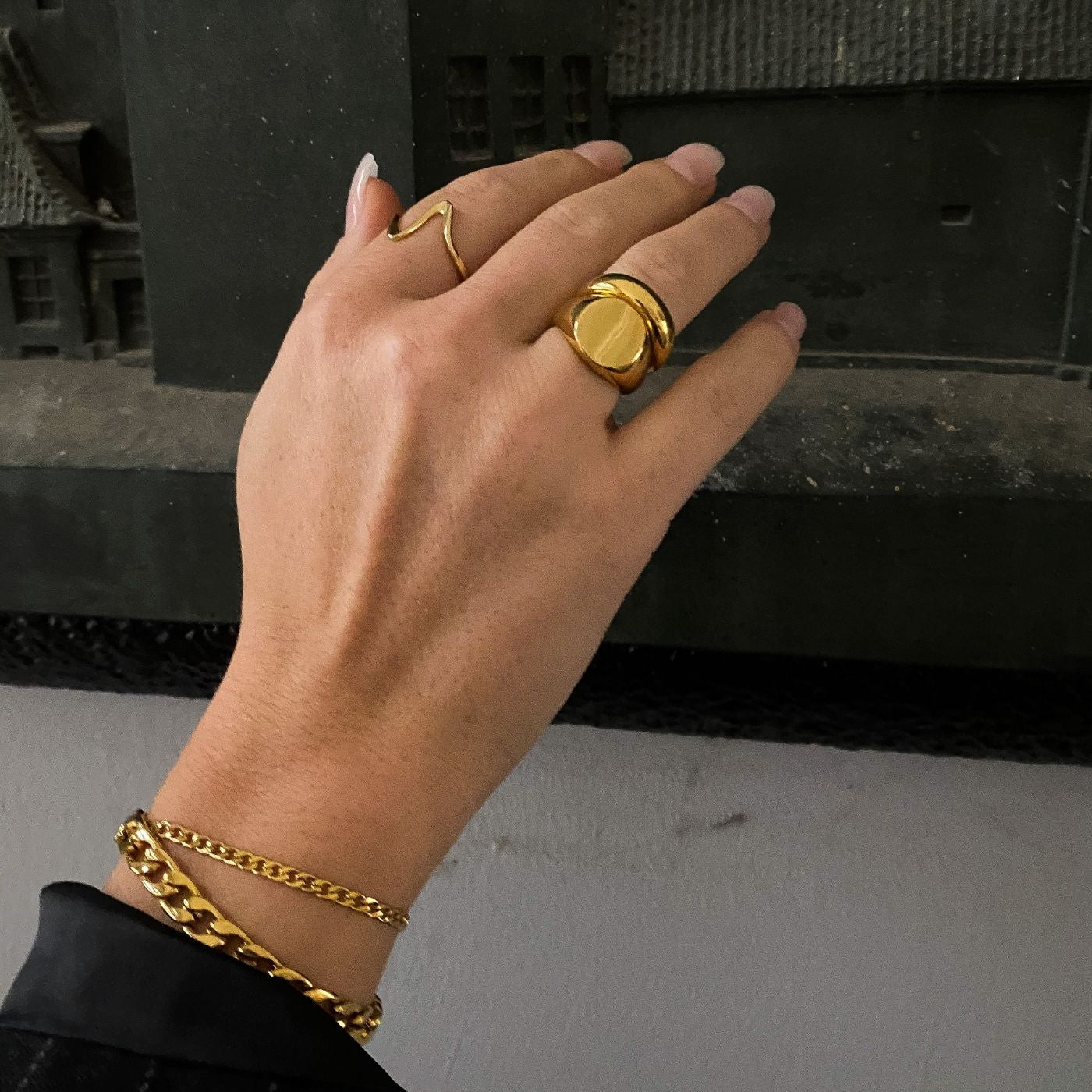 Rund Signet Ring 18K Guldbelagt