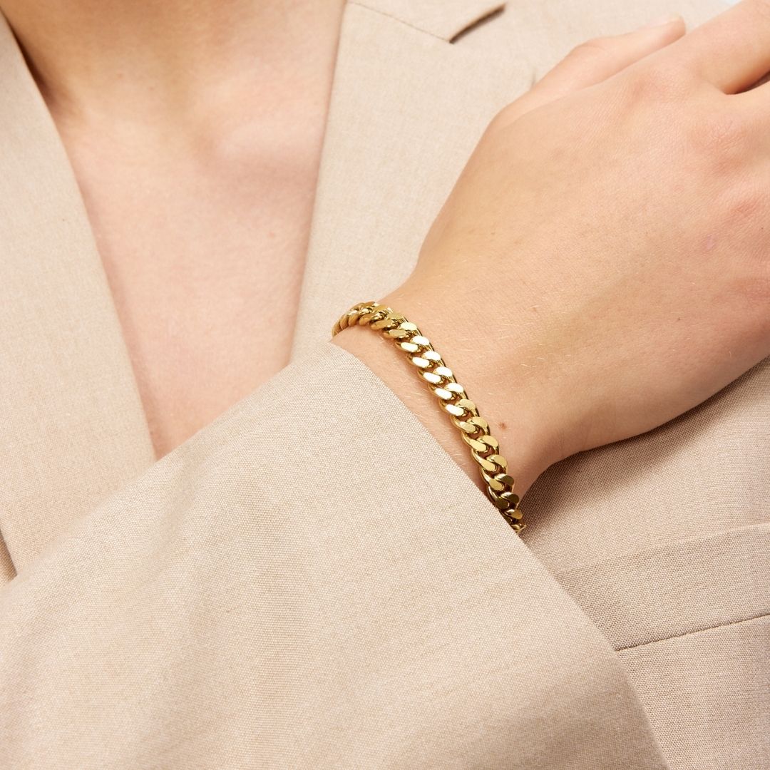Panser Facet Armbånd 18K Guldbelagt 7mm