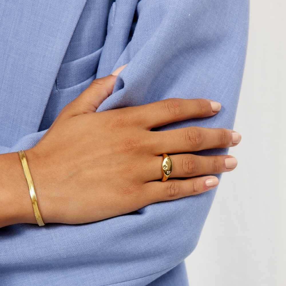 Star Oval Signet Ring 18K Guldbelagt