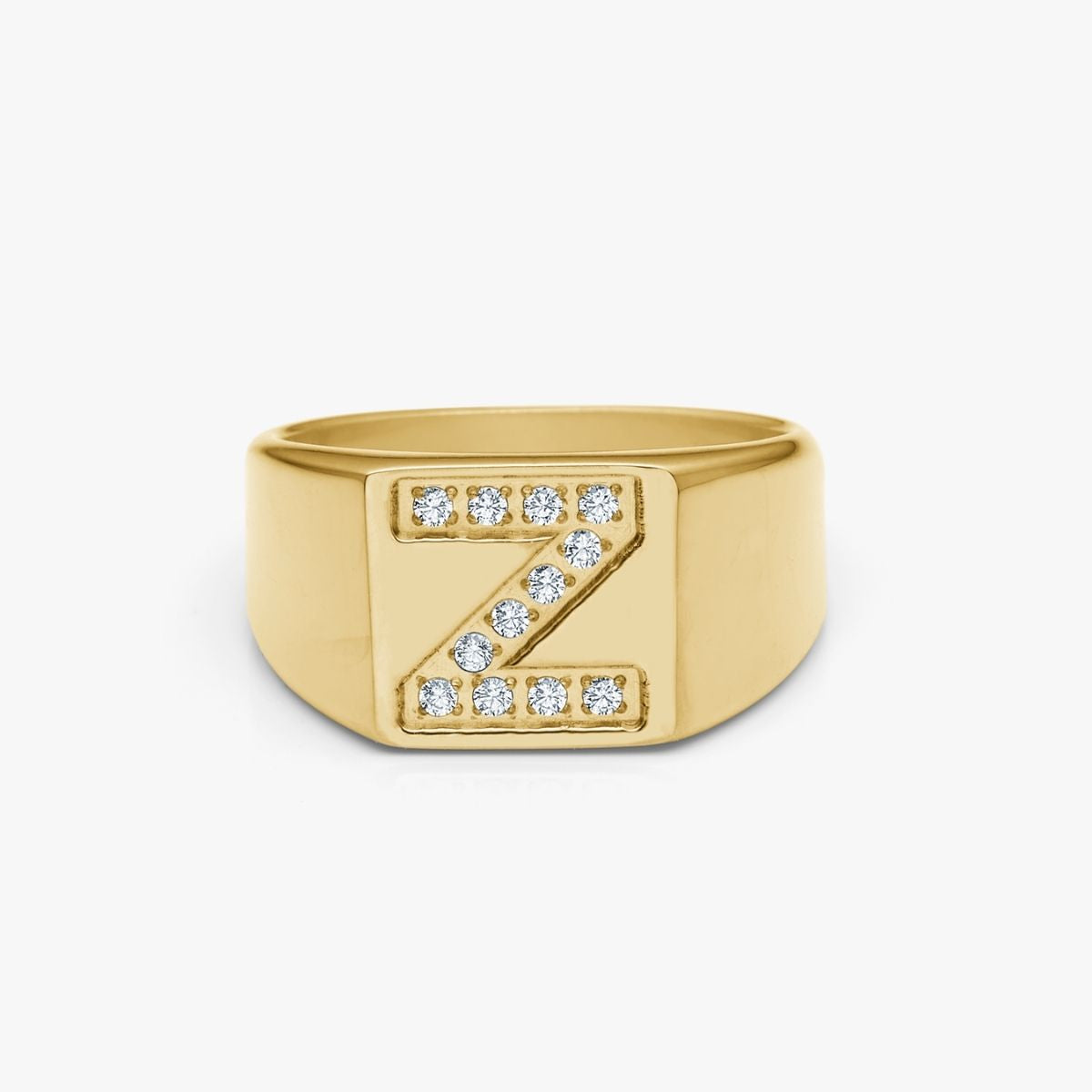 Krystal Bogstav Firkantet Signet Ring 18K Guldbelagt