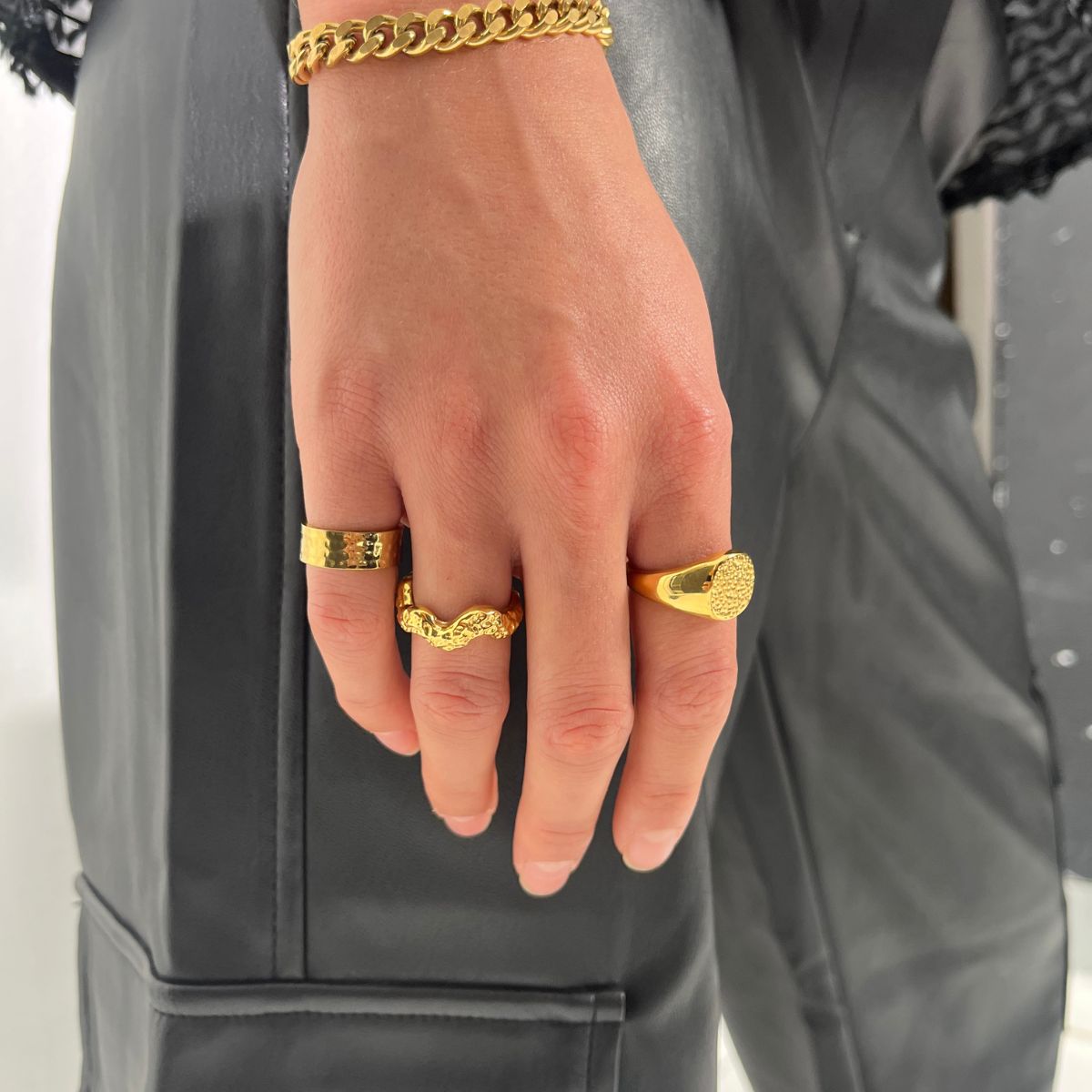 Scoria Wave Ring 18K Guldbelagt Lille