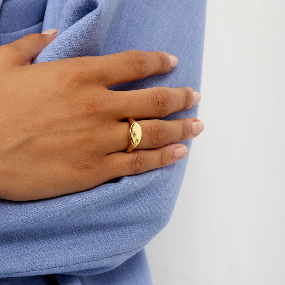 Star Oval Signet Ring 18K Guldbelagt