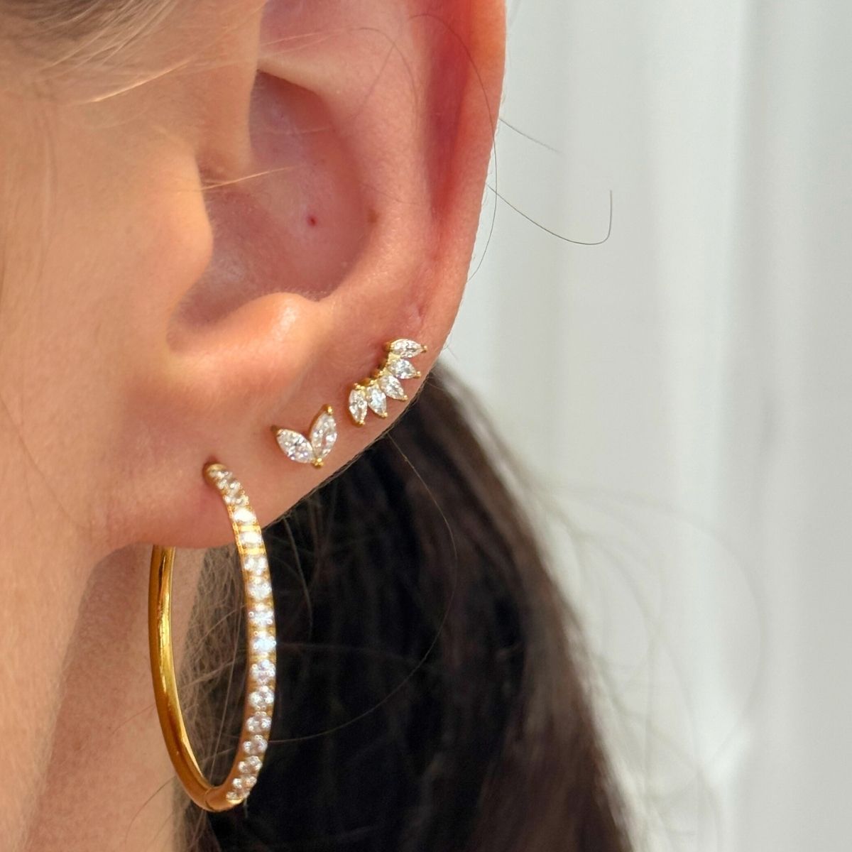 Sparkle Krystal Stud Øreringe 18K Guldbelagt