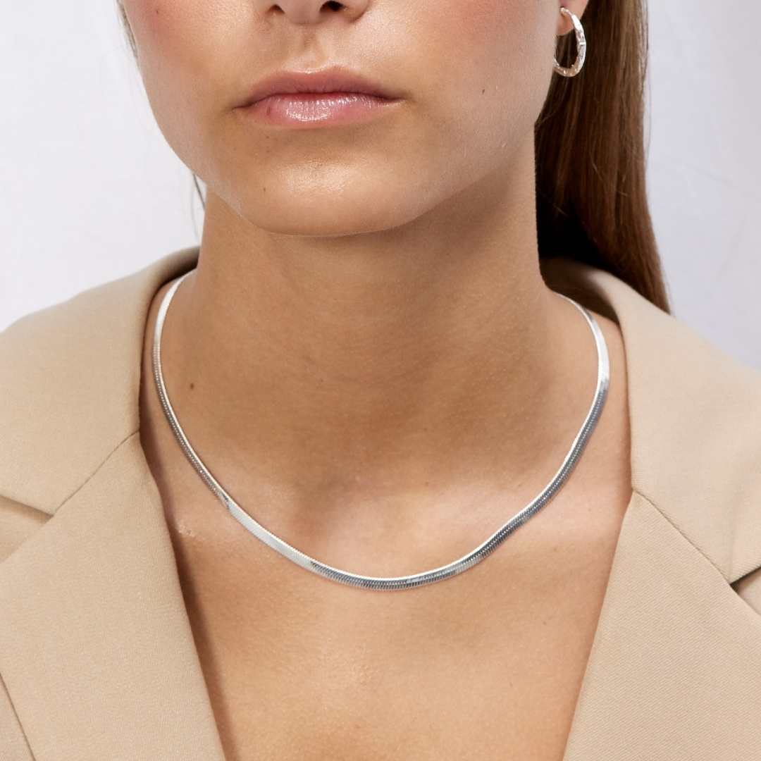 Flad Slangekæde 925 Sølvbelagt 4mm