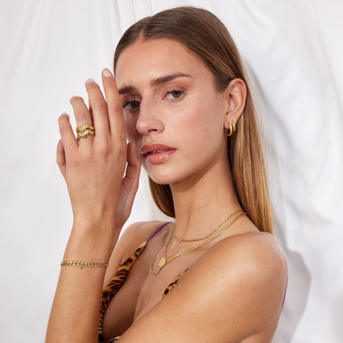 Scoria Wave Ring 18K Guldbelagt Lille