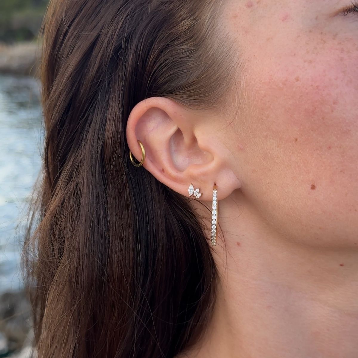 Trinity Krystal Stud Øreringe 18K Guldbelagt