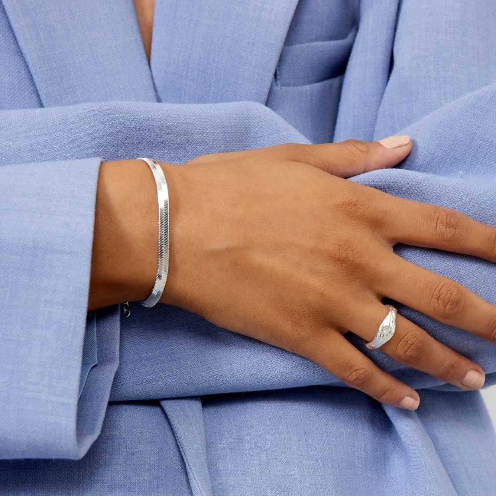 Flad Slange Armbånd 925 Sølvbelagt 4mm