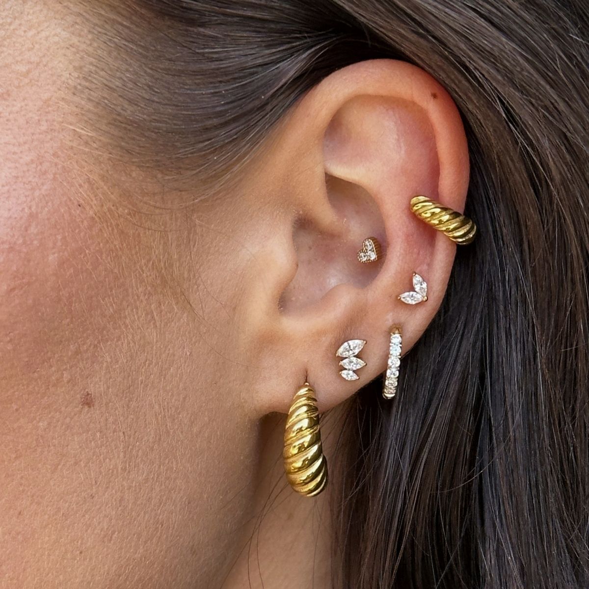 Sparkle Krystal Stud Øreringe 18K Guldbelagt