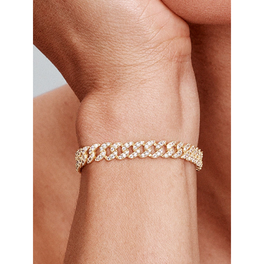 Cuban-armbånd med Moissanite i 18k Guld