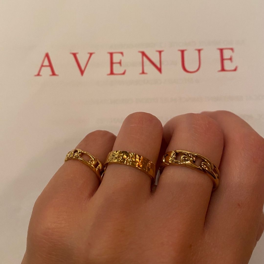 Hamret Band Ring 18K Guldbelagt 4mm
