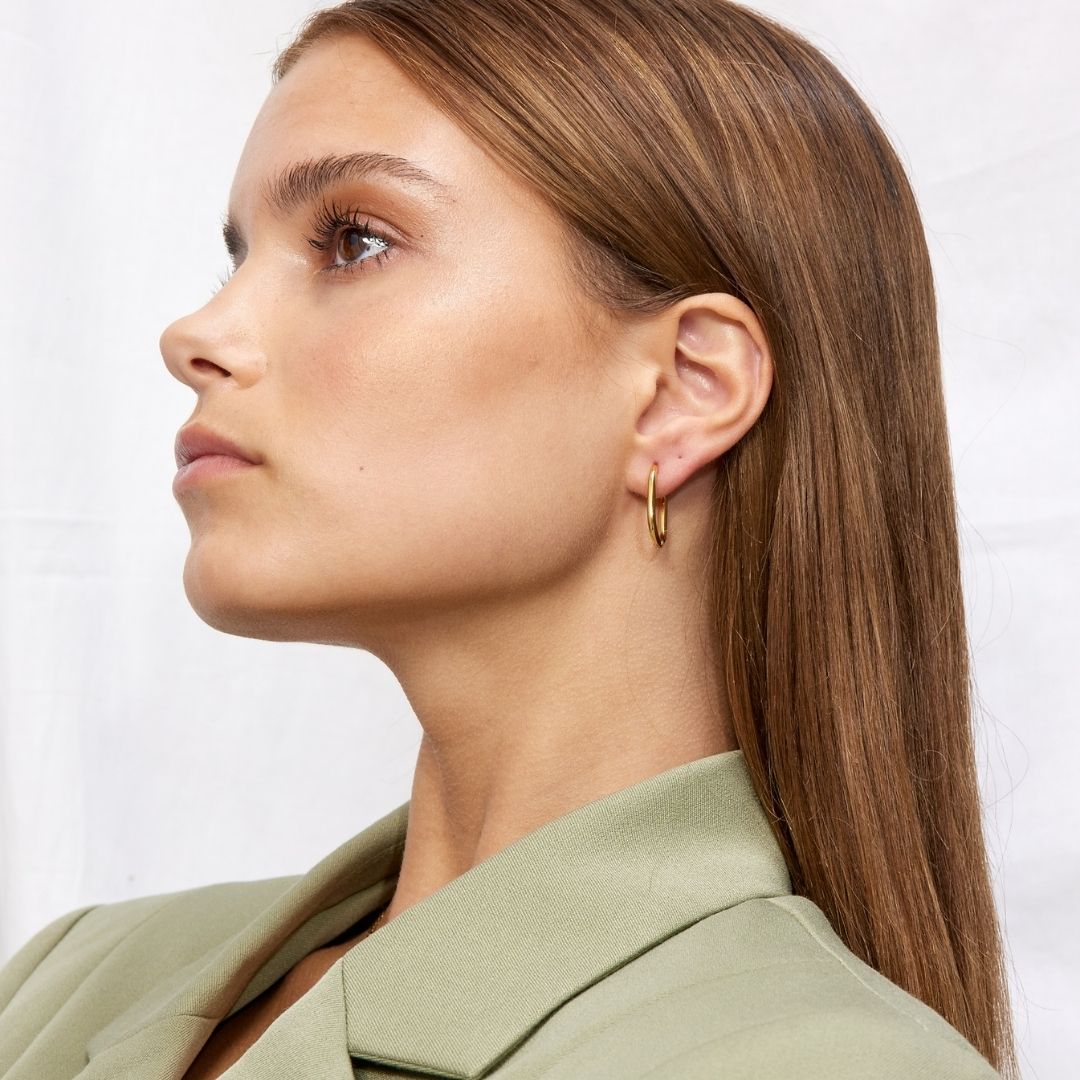Ovale Hoops 18K Guldbelagt 20mm Lille