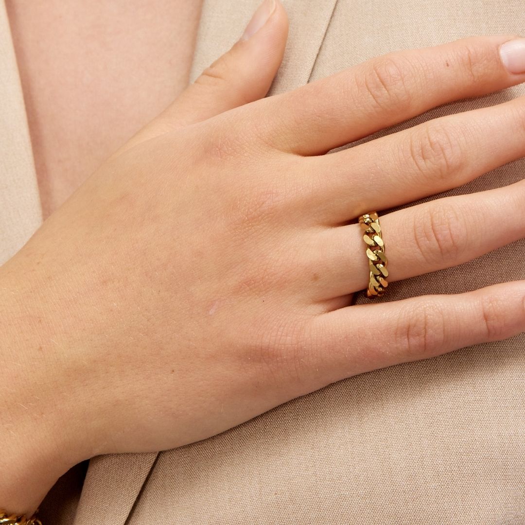 Panser Facet Ring 18k Guldbelagt 5mm