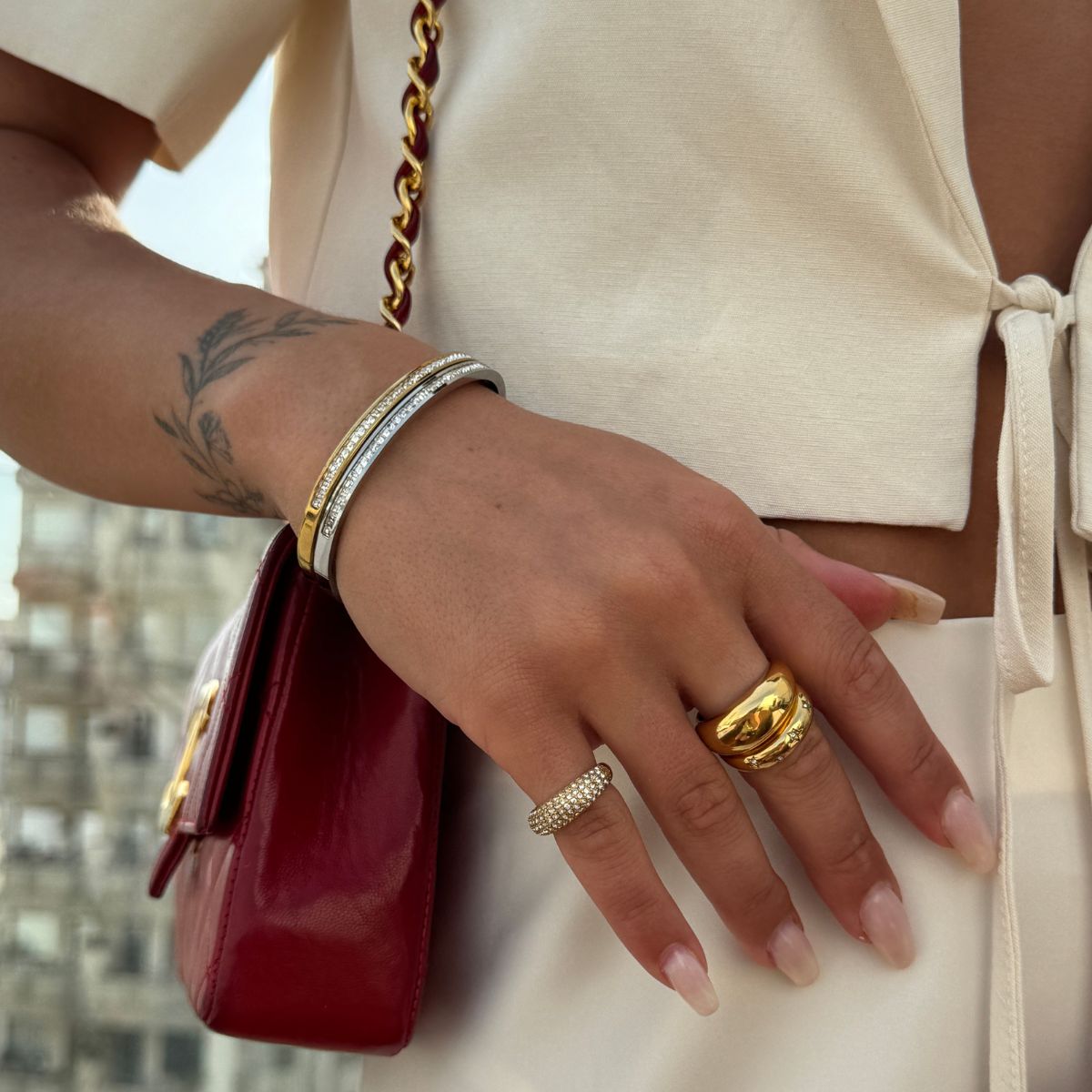 Krystal Bangle 18K Guldbelagt 4mm