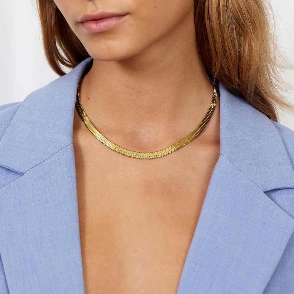 Flad Slangekæde 18K Guldbelagt 6mm