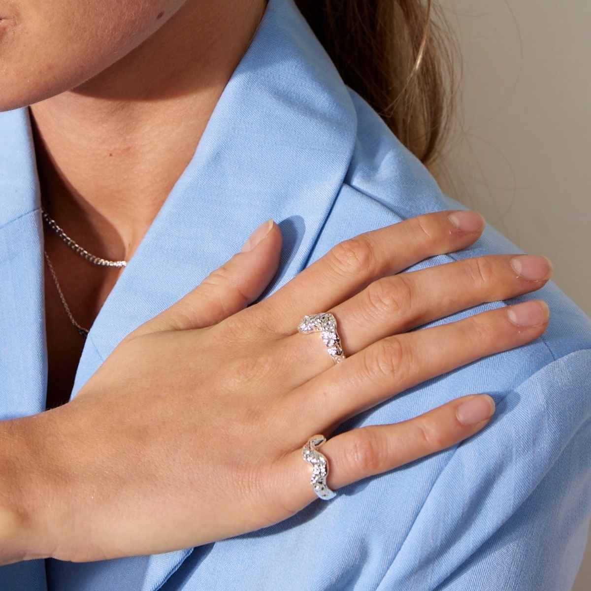 Scoria Wave Ring 925S Sølvbelagt Lille