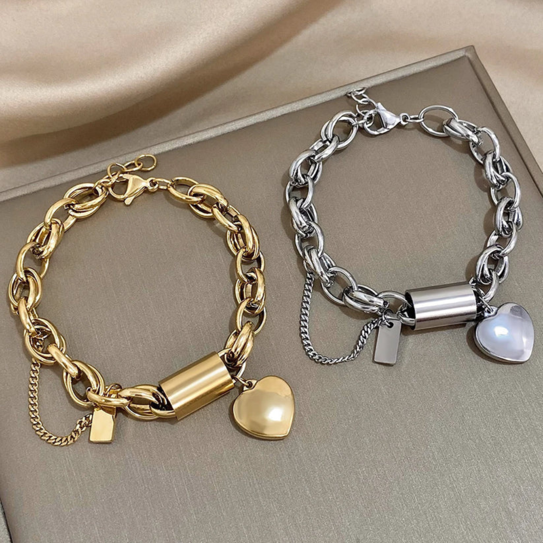 Isa - Chunky Armbånd med Hjerte i 18k Guld