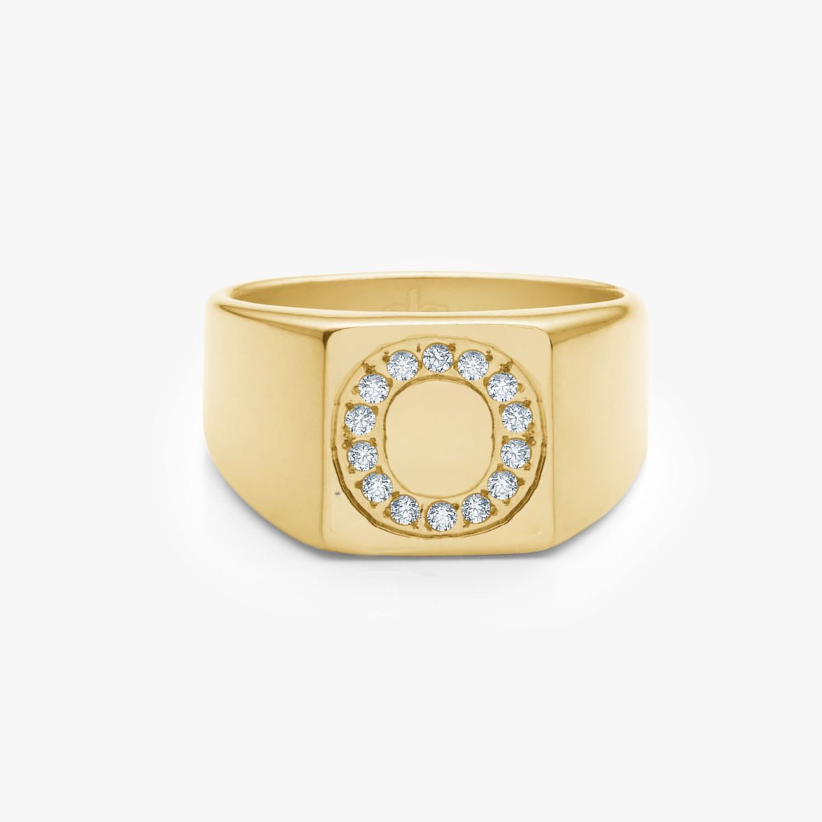 Krystal Bogstav Firkantet Signet Ring 18K Guldbelagt