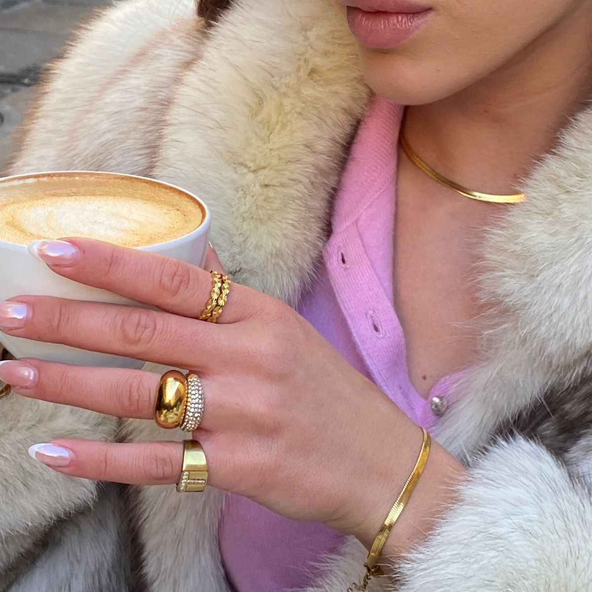 Classic Dome Pavé Krystal Ring 18K Guldbelagt