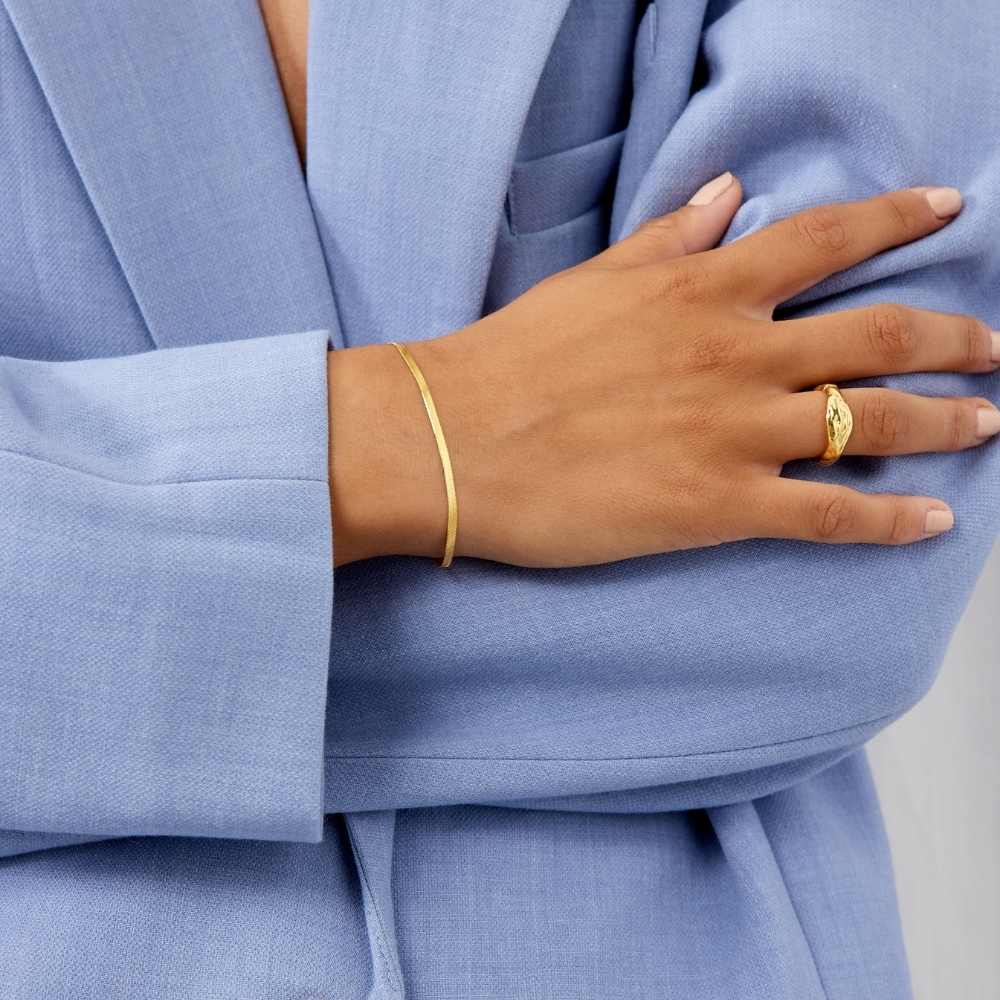 Flad Slange Armbånd 18K Guldbelagt 2mm