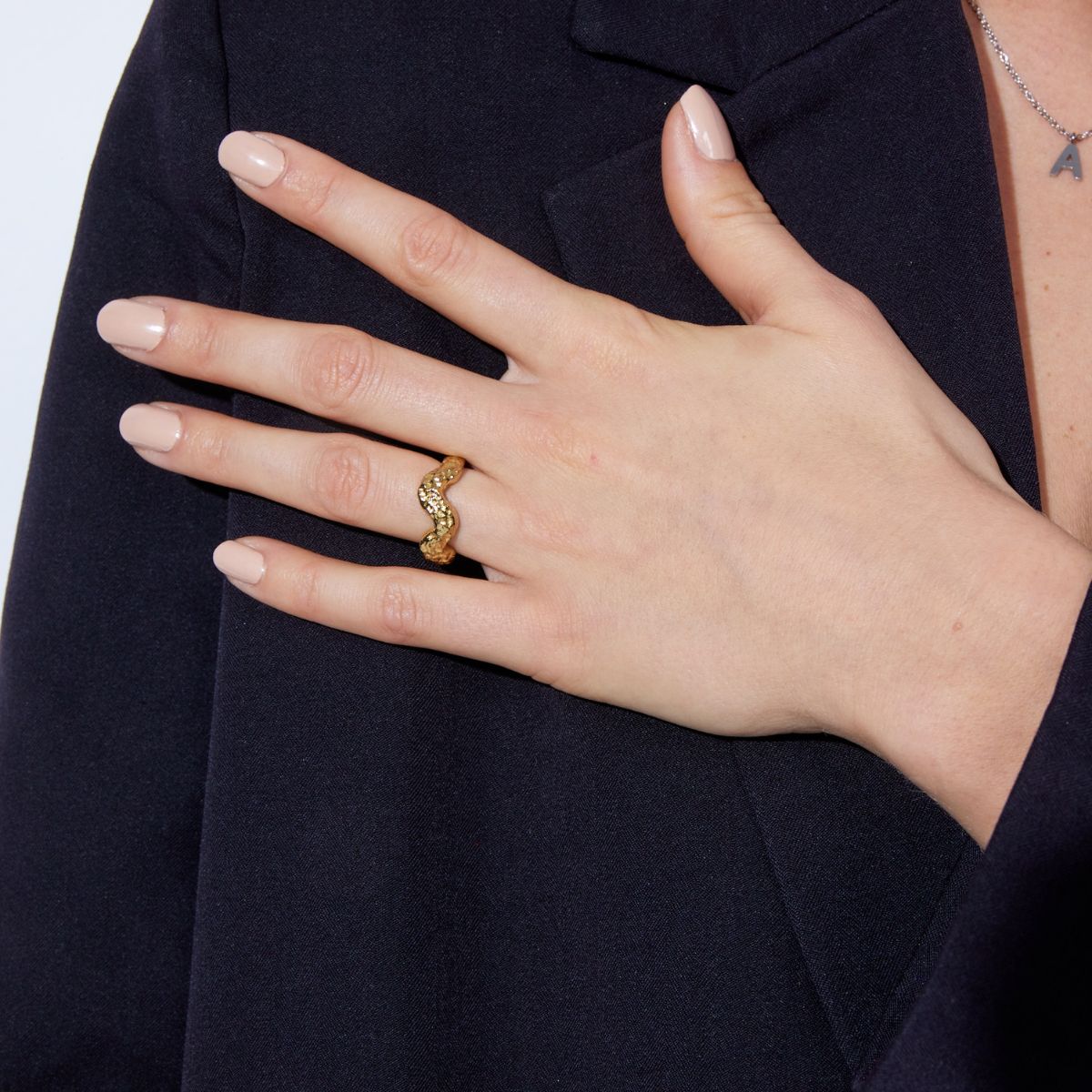 Scoria Wave Ring 18K Guldbelagt Lille