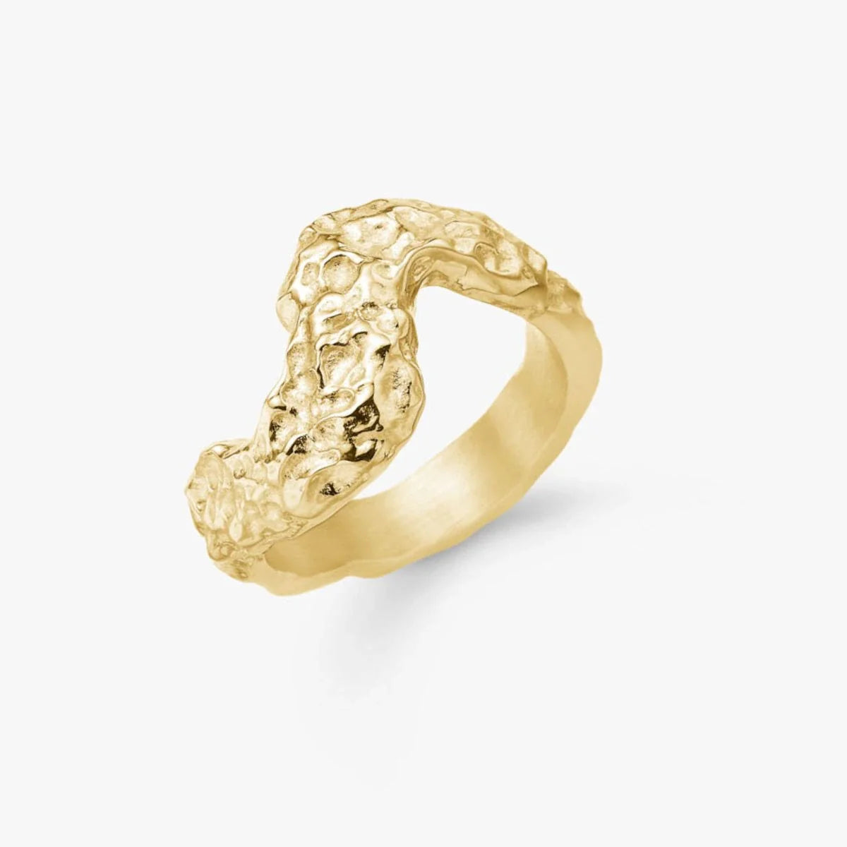 Scoria Wave Ring 18K Guldbelagt Stor
