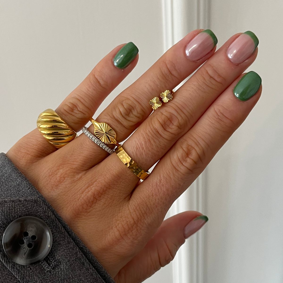 Sun Kiss Clover Stud Øreringe 18K Guldbelagt