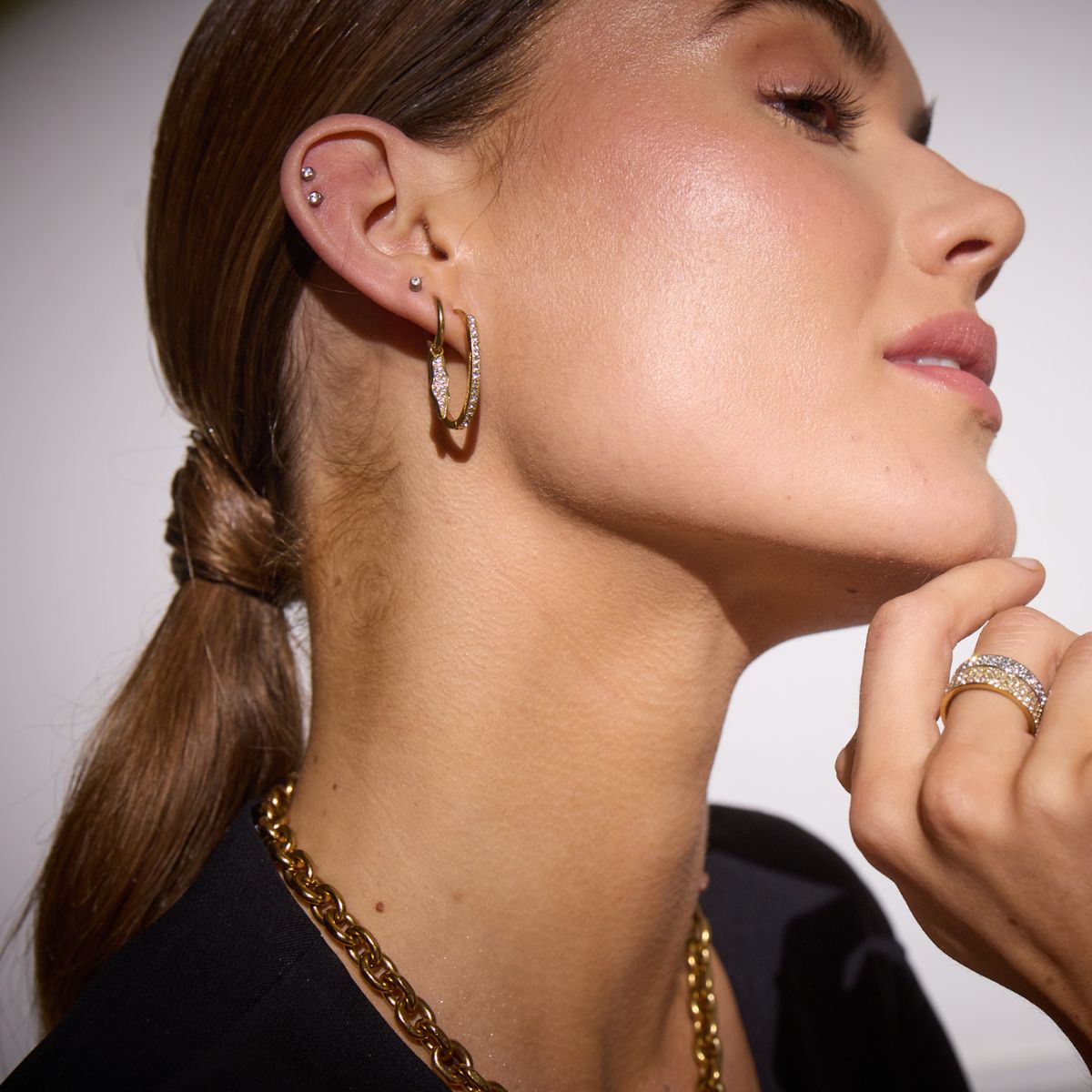 Classic Creoler Krystal Rock 18K Guldbelagt 10mm
