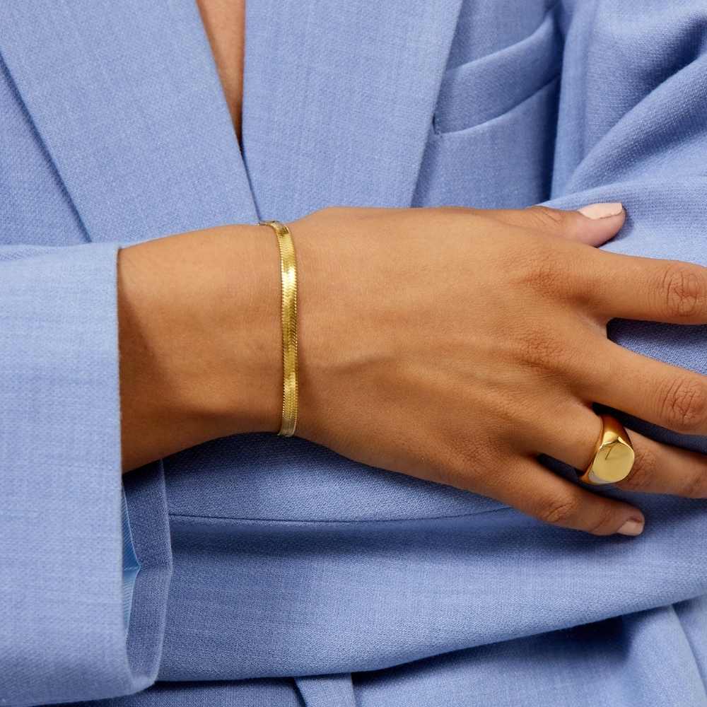 Flad Slange Armbånd 18K Guldbelagt 4mm