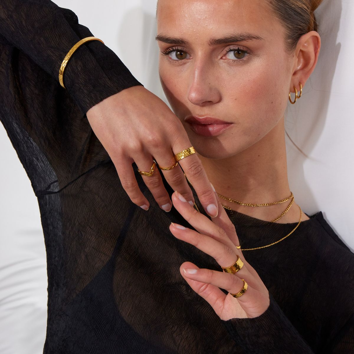 Hamret Bangle 18K Guldbelagt 5mm