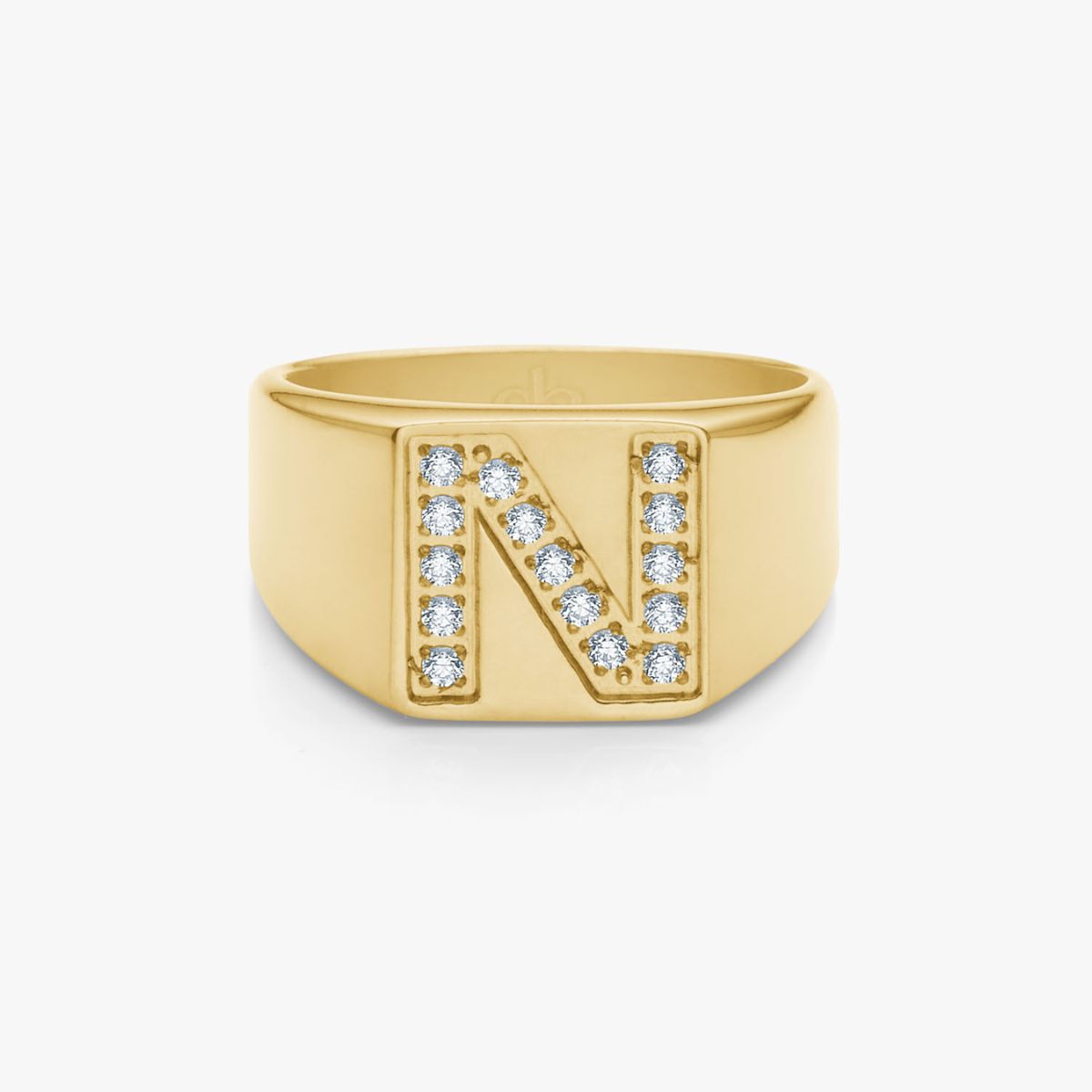 Krystal Bogstav Firkantet Signet Ring 18K Guldbelagt