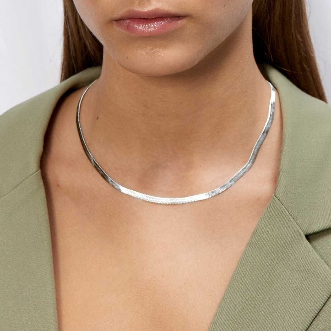 Flad Slangekæde 925 Sølvbelagt 4mm