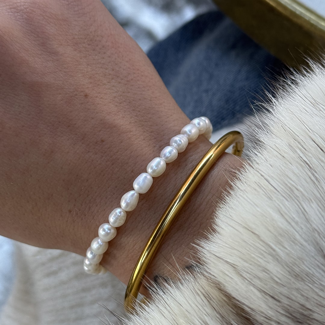 Oval Dome Bangle 18K Guldbelagt
