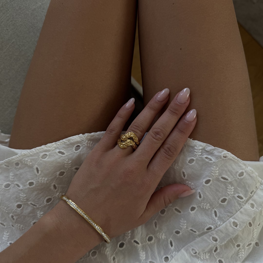 Scoria Wave Ring 18K Guldbelagt Stor