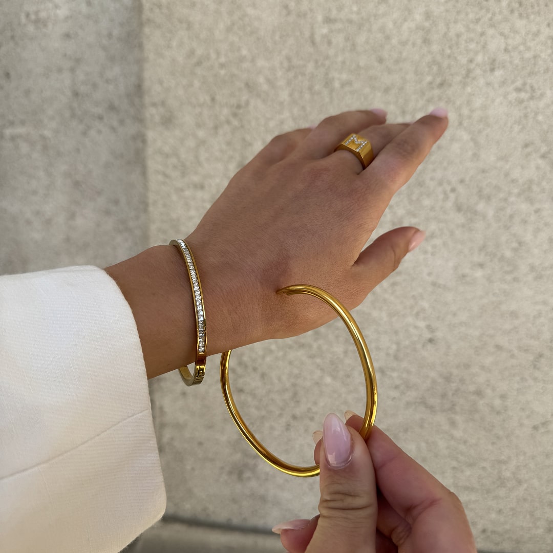 Oval Dome Bangle 18K Guldbelagt