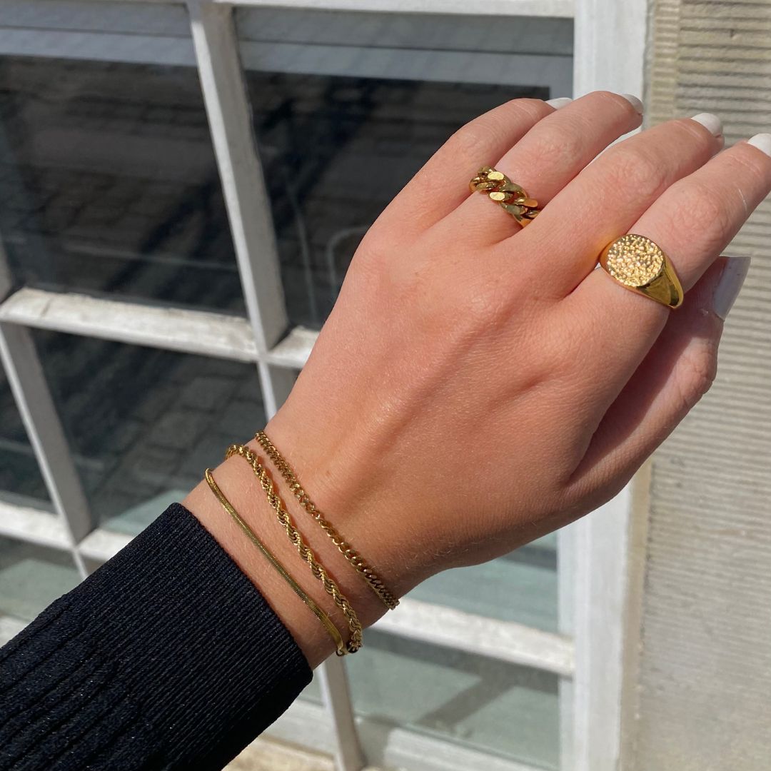 Flad Slange Armbånd 18K Guldbelagt 2mm
