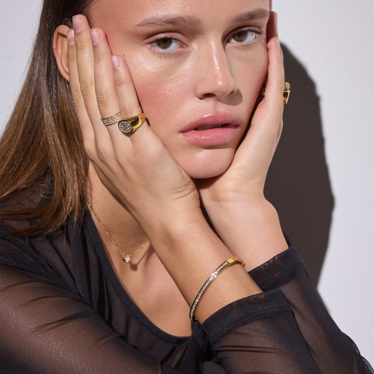 Krystal Bangle 18K Guldbelagt 4mm