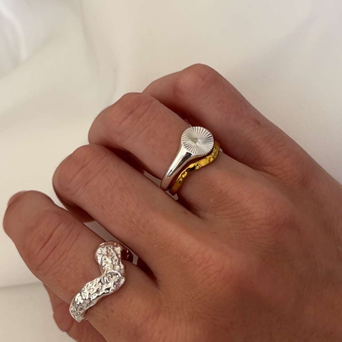 Sun Kiss Rund Ring 925S Sølvbelagt