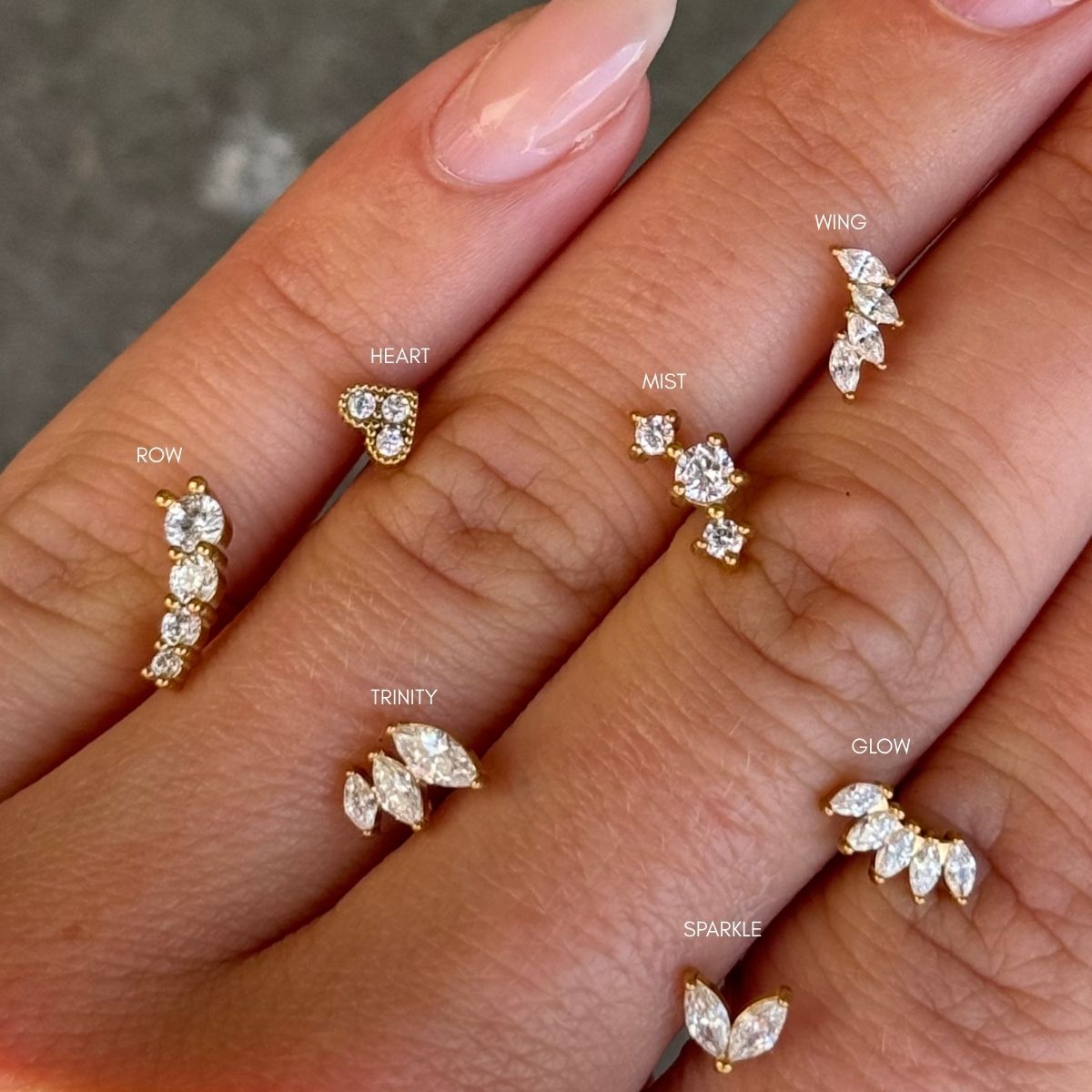 Sparkle Krystal Stud Øreringe 18K Guldbelagt