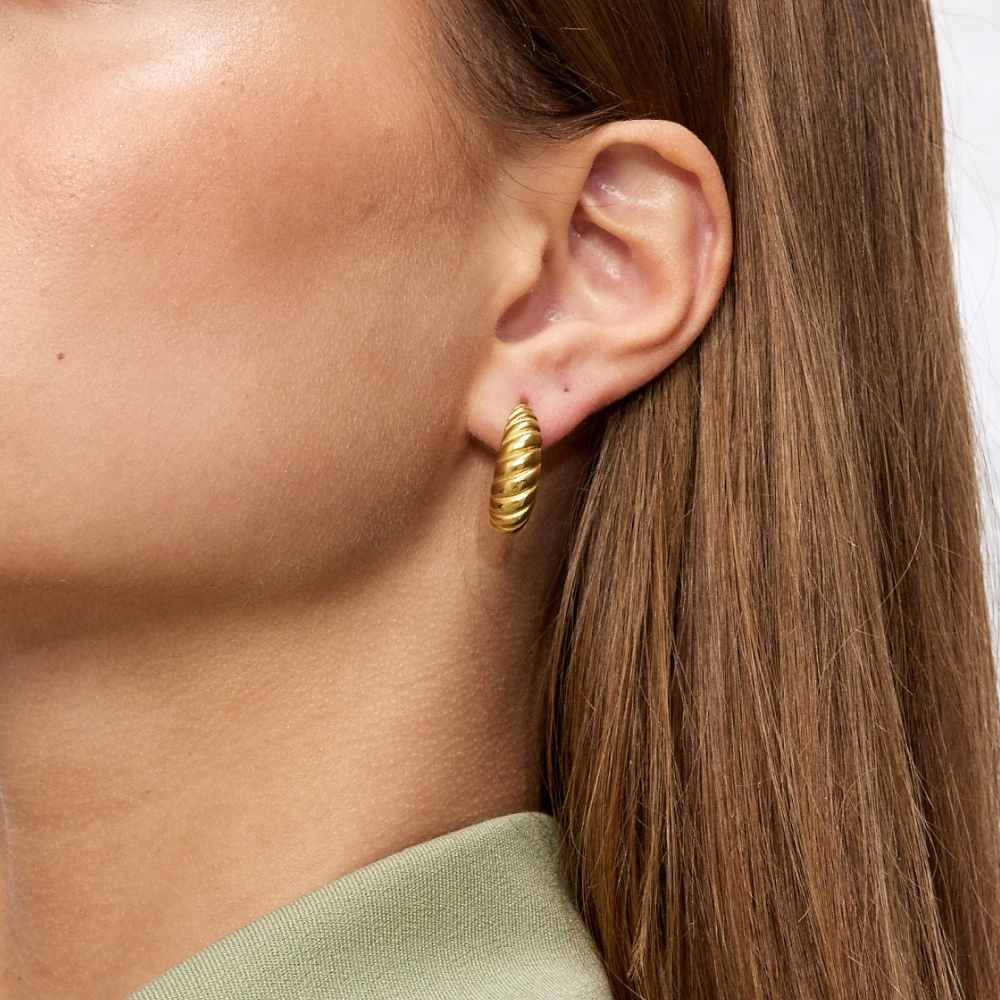 Classic Twist Dome Hoops 18K Guldbelagt