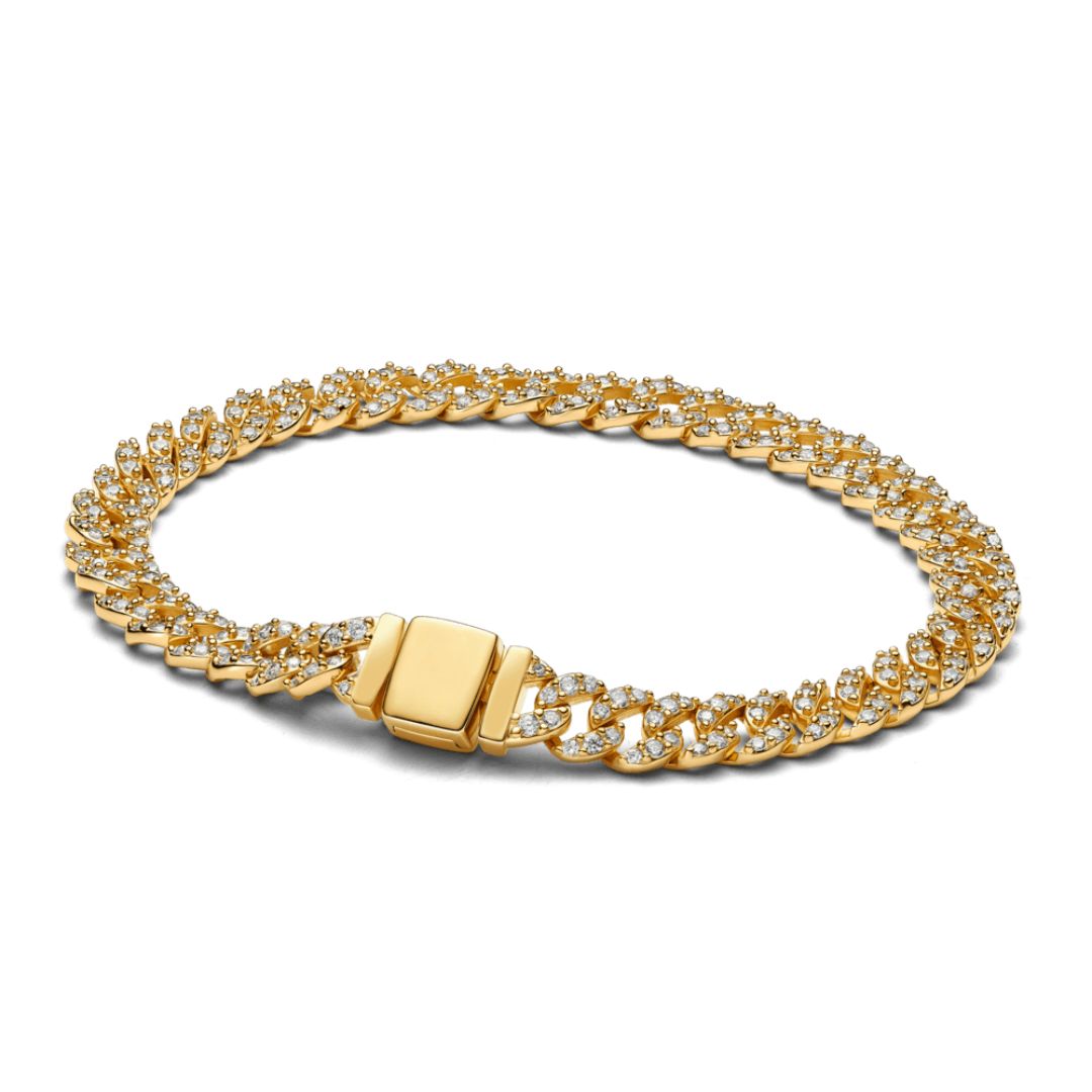 Cuban-armbånd med Moissanite i 18k Guld