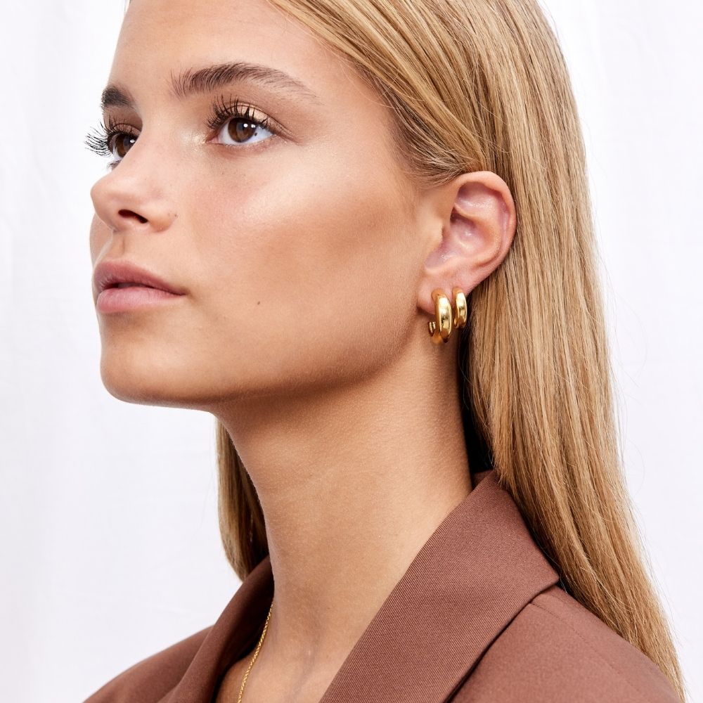 Classic Dome Hoops 18K Guldbelagt 15mm