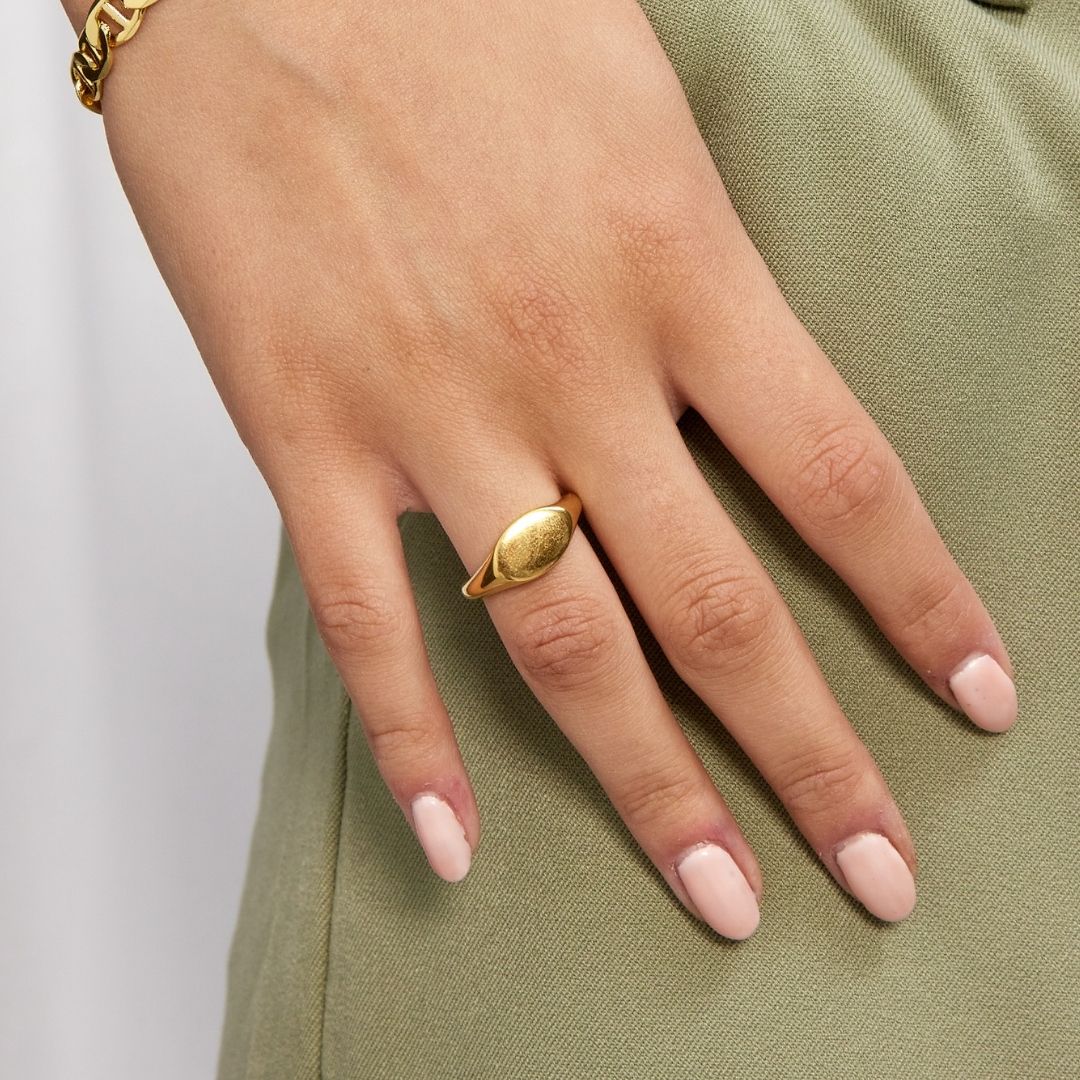 Oval Signet Ring 18K Guldbelagt