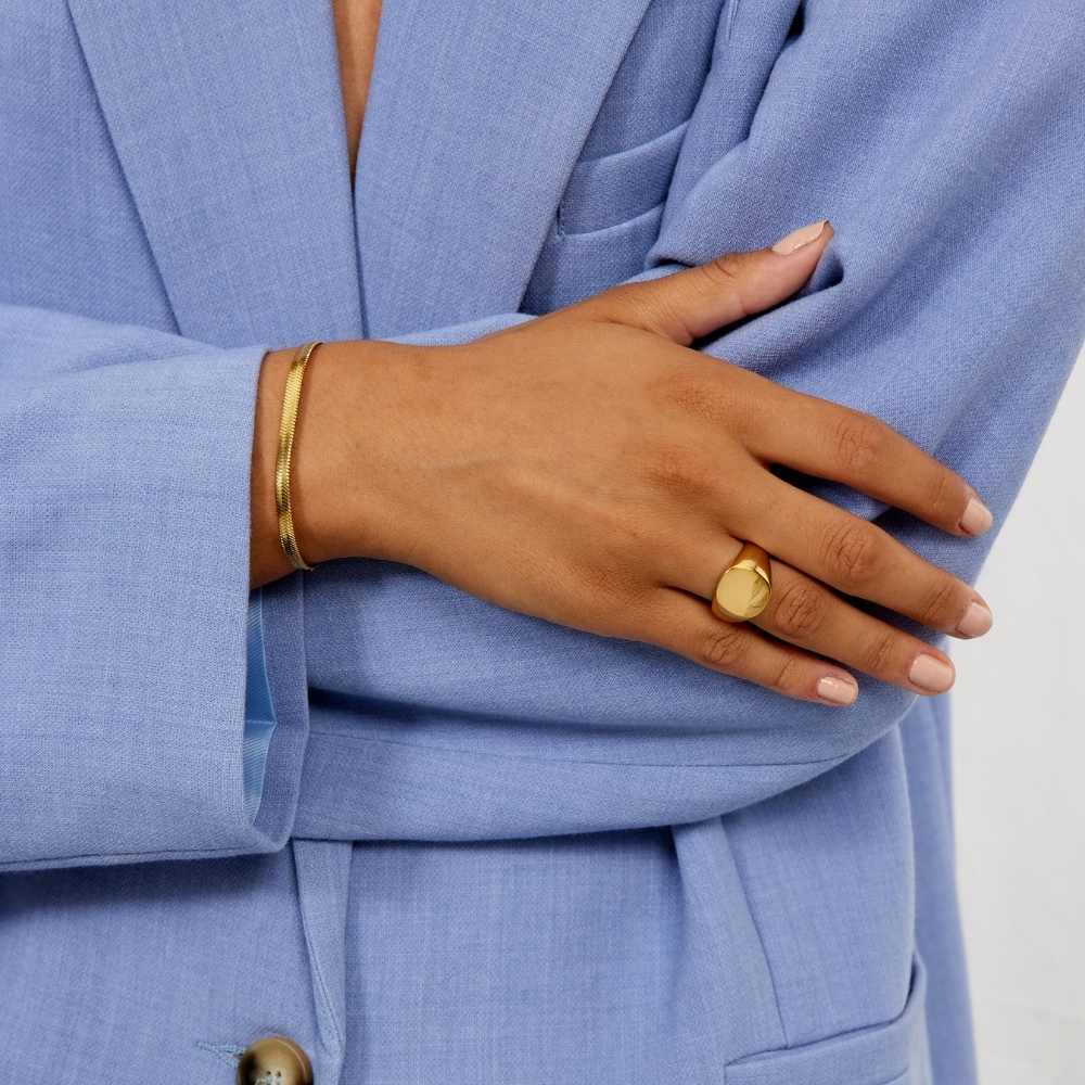 Rund Signet Ring 18K Guldbelagt