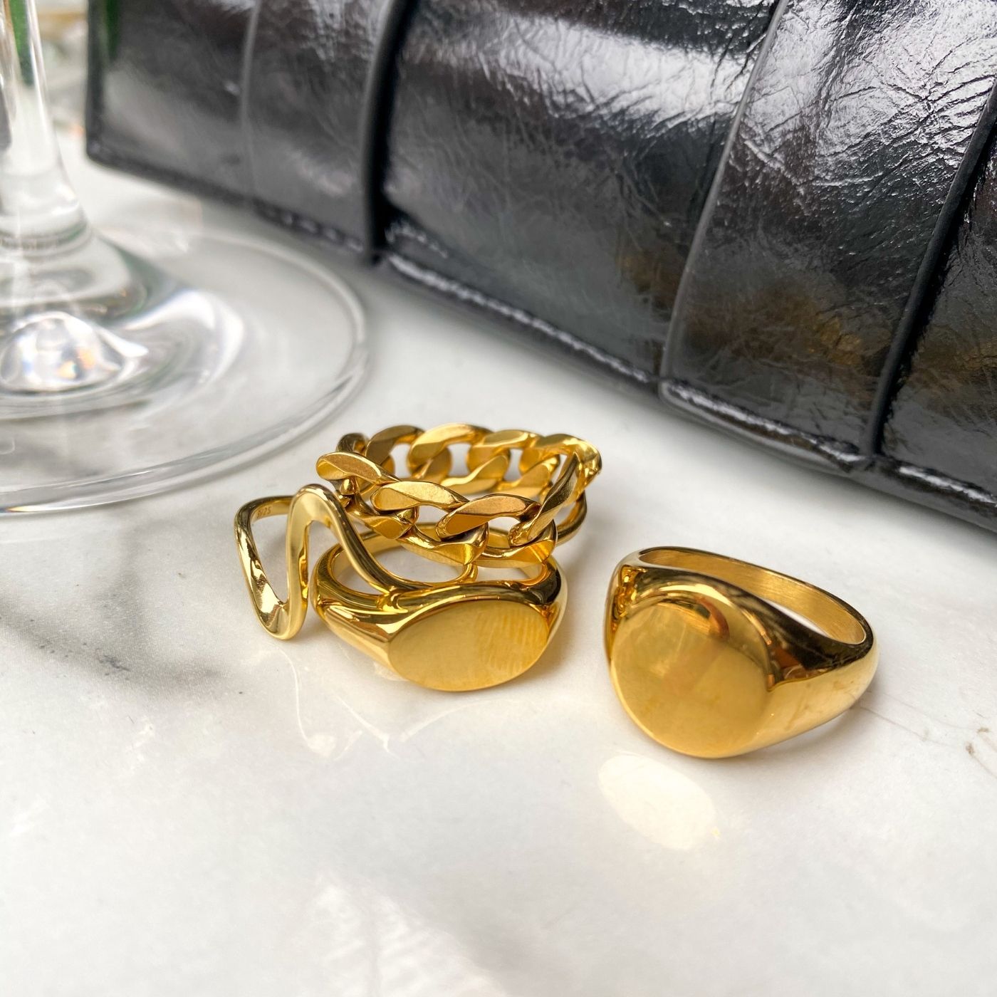 Rund Signet Ring 18K Guldbelagt