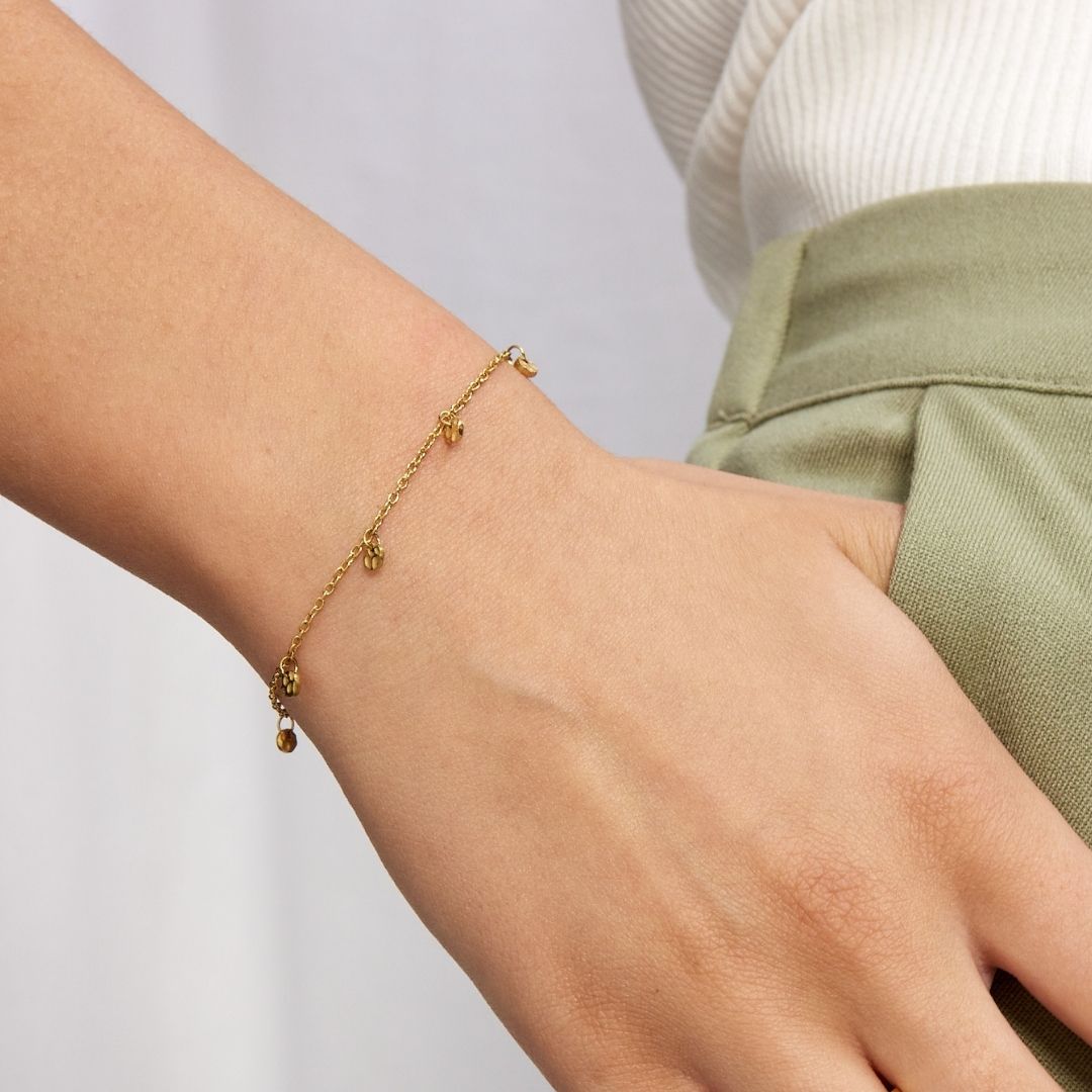 Hamret Drops Armbånd 18K Guldbelagt