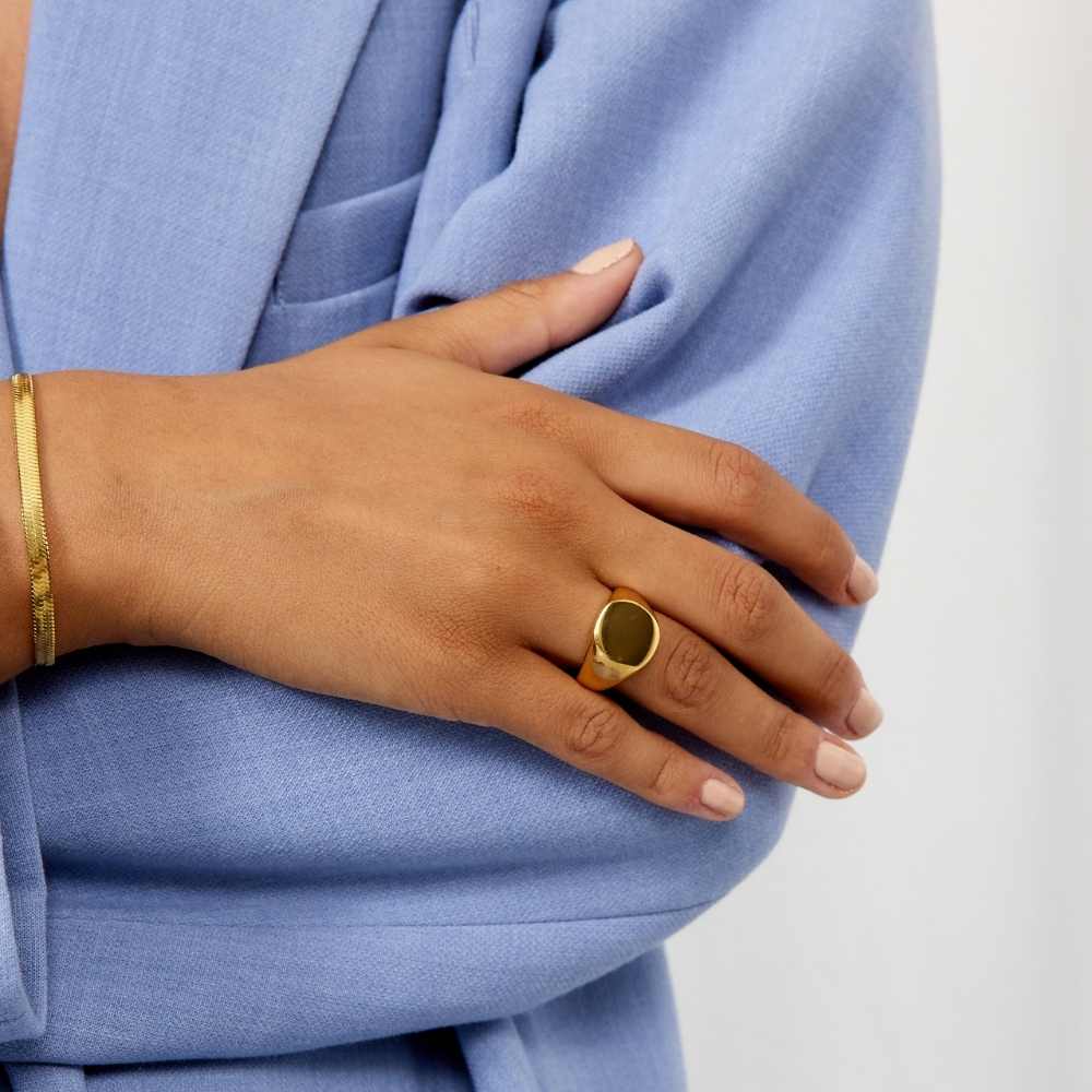 Rund Signet Ring 18K Guldbelagt